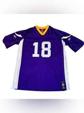 Reebok Minnesota Vikings #18 Sidney Rice Men’s NFL Purple Mesh Jersey Size 2XL